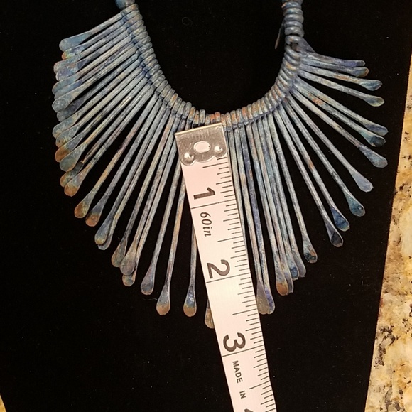 Boho Blue & gold tipped drop necklace GUC NWT - Picture 7 of 8